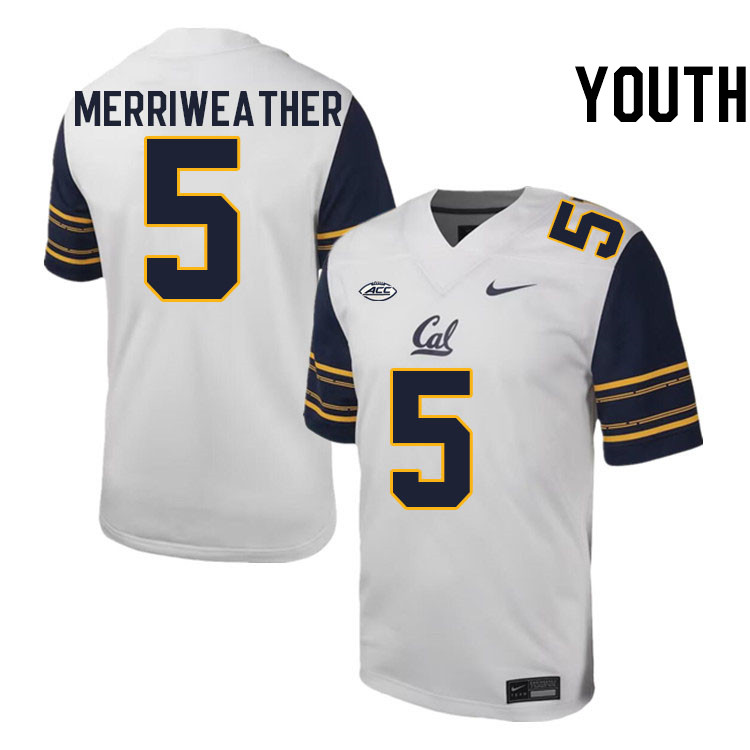 Youth #5 Tobias Merriweather California Golden Bears ACC Conference College Football Jerseys Stitche